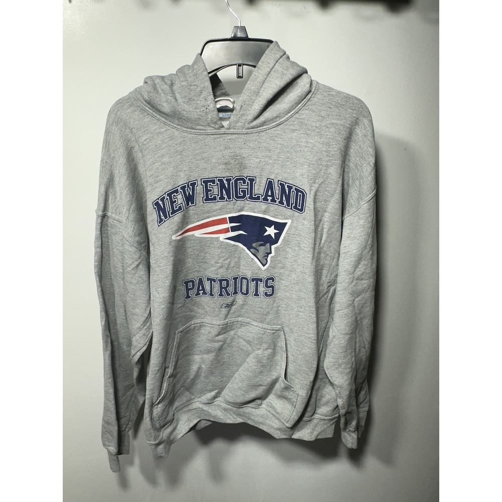 NFL Team Apparel New England Patriots NFL Gray Pullover Hoodie Sweatshirt L